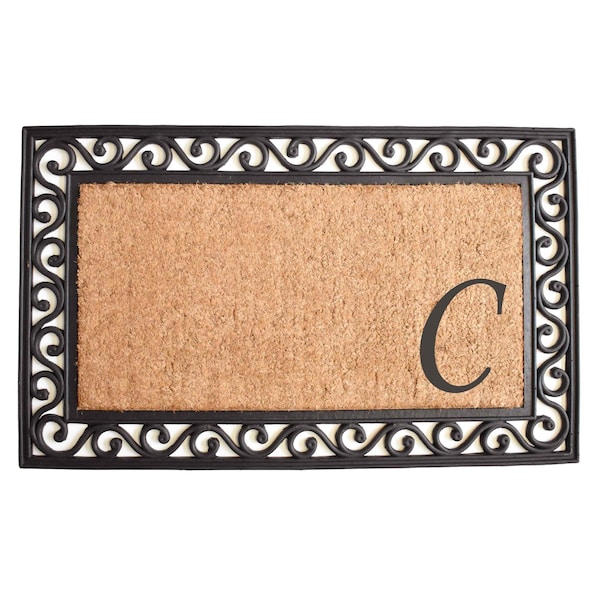 Calloway Mills Monogram Door Mat, Coir, Black, Natural, 18 in W x 30 in L 104021830C - main